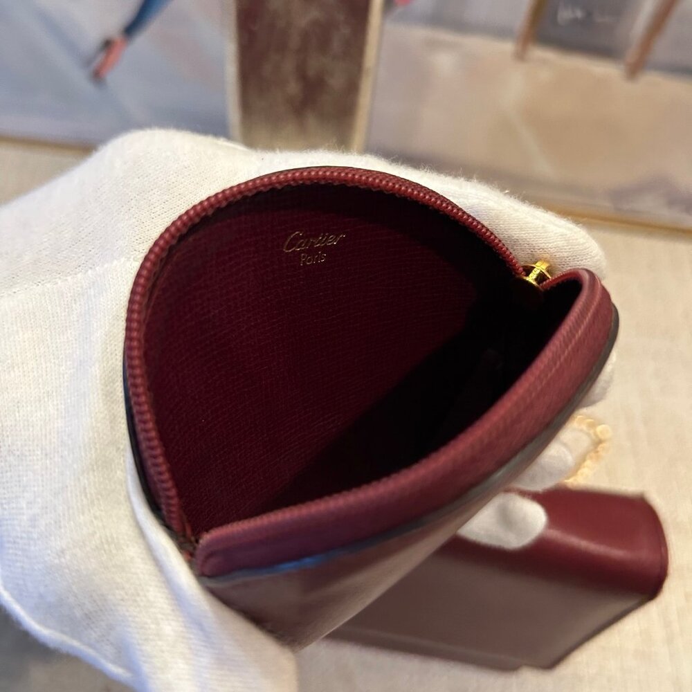 Cartier Coin Case Must Leather Bordeaux with Gold Hardware - Picture 4 of 4